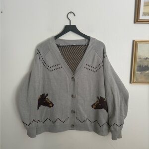 In Bloom Quality Gray Button Cardigan Horse Western Soft Women’s Large EUC